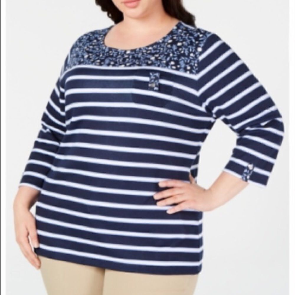 NWT Karen Scott Plus Scoop Neck Printed Top women’s size 0X